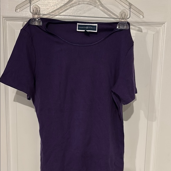 Karen Scott Purple Fitted Short Sleeve Tee - Picture 1 of 1